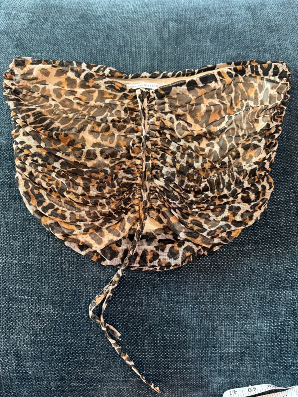 Urban Outfitters Leopard Print Strapless Ruched Top in Tan and Black